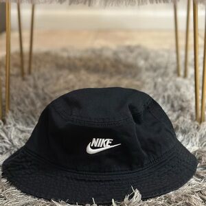 Nike Black Bucket Hat with White Swoosh Tag